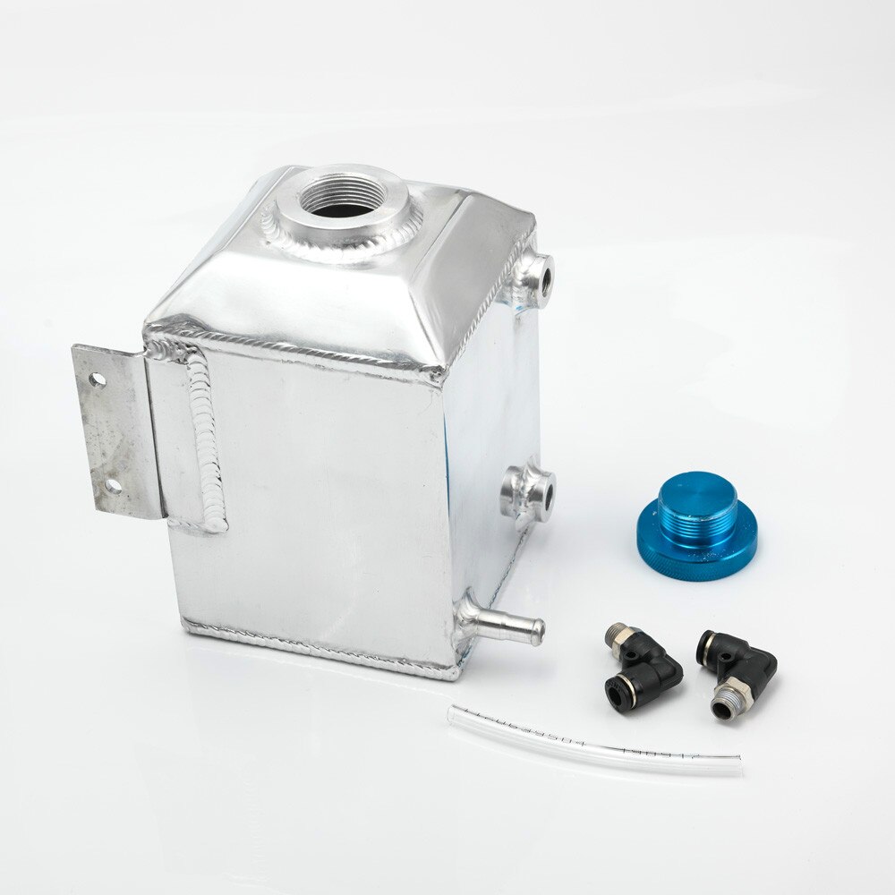 Universal Aluminum Square Car Engine Oil Catch Tank Can Reservoir Breather Kit Fuel Surge Tank 1L