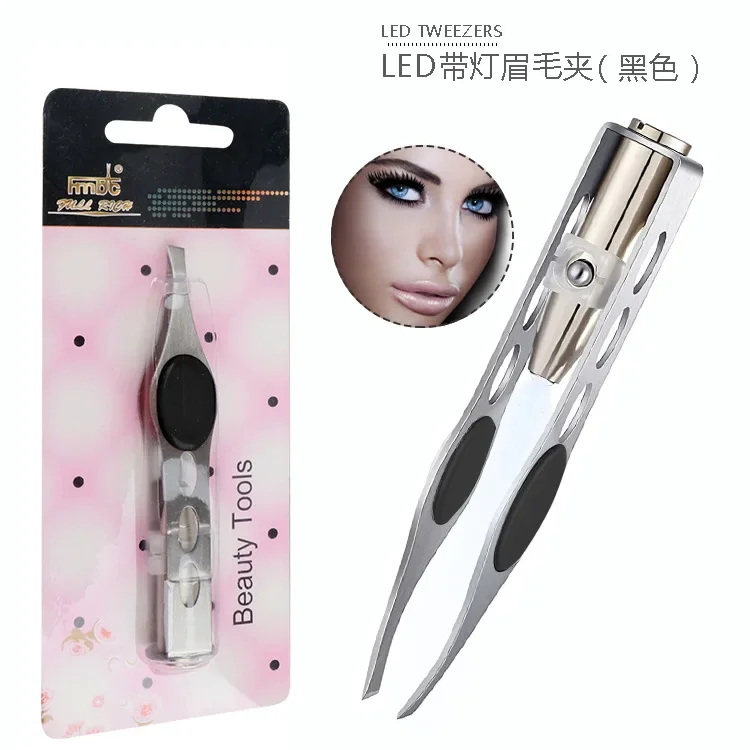 LED Lighted Eyebrow Tweezers Precise and Illuminated Beauty Tool for Brow Shaping: Silver