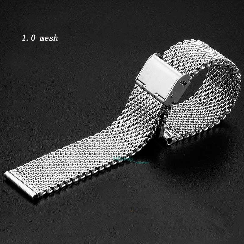 Correa de reloj milanesa 1,0/0,6/0,4, 18mm, 20mm, 22mm, correa de repuesto Universal de acero inoxidable para pulsera Seiko para pulsera de rol