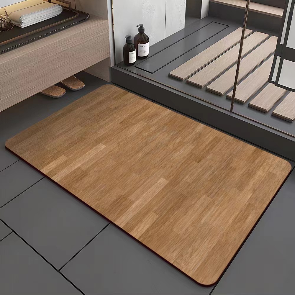 Wood Grains Printed Bathroom Mat, Absorbent Bath Carpets, Toilet Doormat, Floor Rugs, Beside Bathtub, Anti-Slip Pad 40x60: 1 m2 / Blue