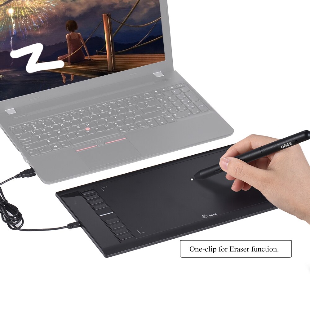 UGEE M708 carte de dessin graphique améliorée avec stylo passif sans batterie 8192 sensibilité à la pression 266RPS 10*6 pouces