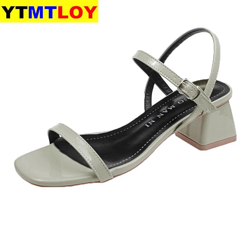 Hoge Hakken Witte Sandalen Vrouwen Zomer Touw Enkelbandje Dames Vierkante Classics Schoenen Slippers Gladiator Casual Vierkante Hak: Green / 38
