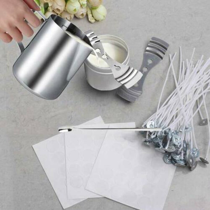 Candle Making Kit DIY Craft Tool Set Pouring Pot Spoon Wicks Wax Stickers Stainless Steel Pour Pot for Beginner Candle Making