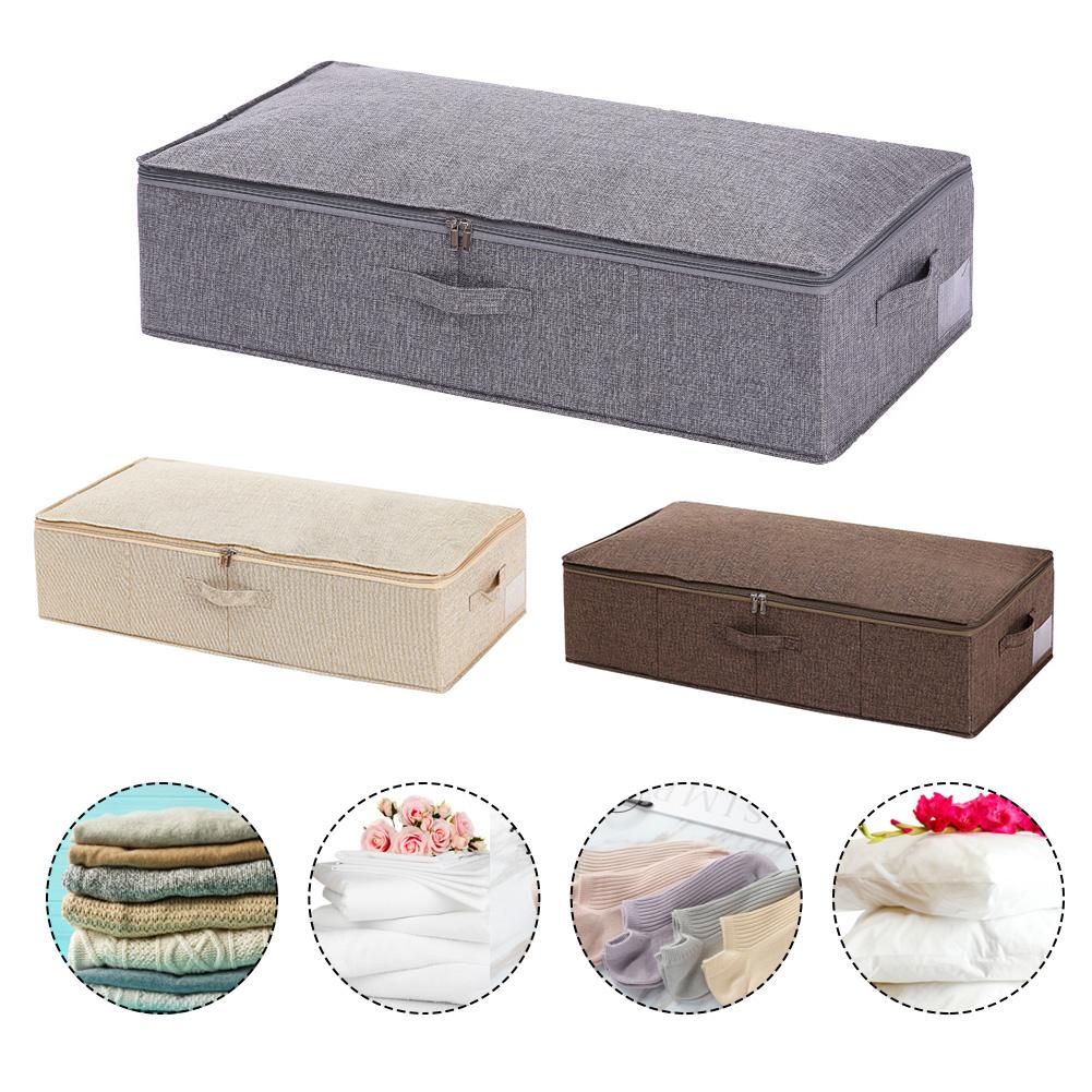 Colcha debajo de la cama caja de almacenamiento tela plegable ropa a prueba de humedad caja de acabado con tapa organizador de gran capacidad
