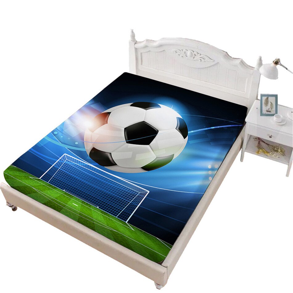 Brann fotball ball sengetøy 3d fotball skrive ut montert laken fotballstadion skrive ut sengetøy dyp lomme polyester sengetøy: Dcl -som206 / Dronning