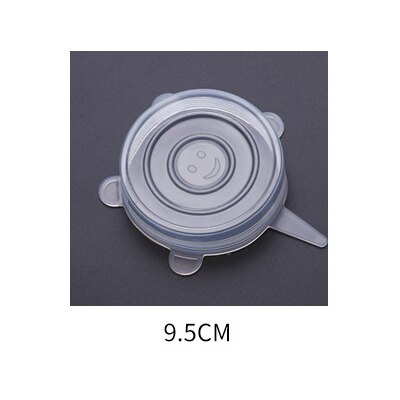 6 Pcs Silicone Cover Lids Reusable Fresh Keeping Silicone Stretch Lids Caps For Food Pot Dish Kitchen Accessories: 9.5cm