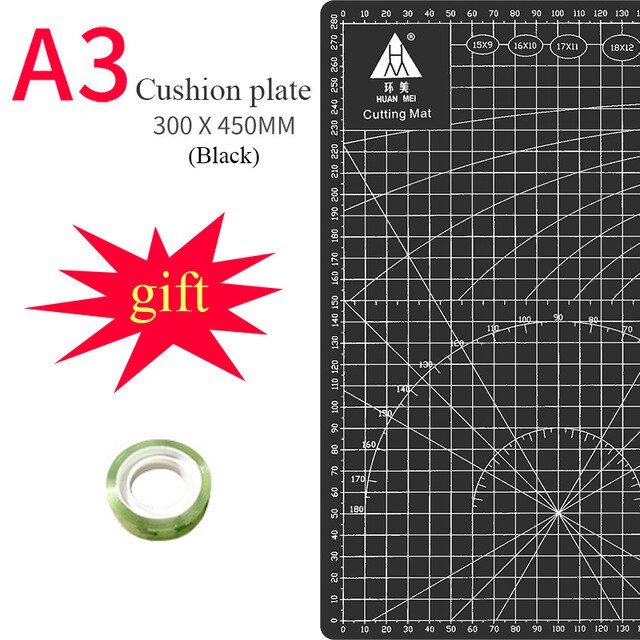 Diy A3 Snijden Matten Kussen Board Grote Handgeschreven Test Papier Tekening Beauty Workbescaling Model Rubber Seal Graveren Board: black / A3
