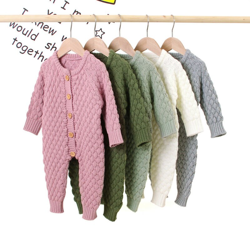 Barboteuse d'automne pour bébé fille garçon | Vêtements en tricot vendus à manches longues, combinaison-pull, 0-18M