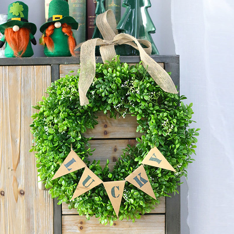 Guirnalda de la suerte para colgar en la puerta, cartel colgante de Pascua, Primavera, decoración de pared del hogar, guirnalda Artificial, adorno para boda, y habitación