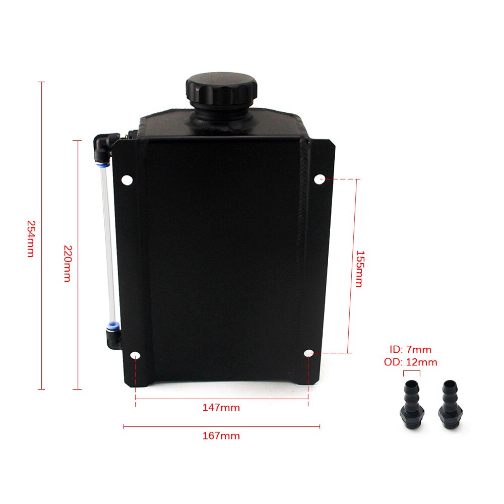Universal 2L Auto Engine Oil Catch Tank Can Fuel Gas Breather Tank Bottle Overflow Coolant Radiator