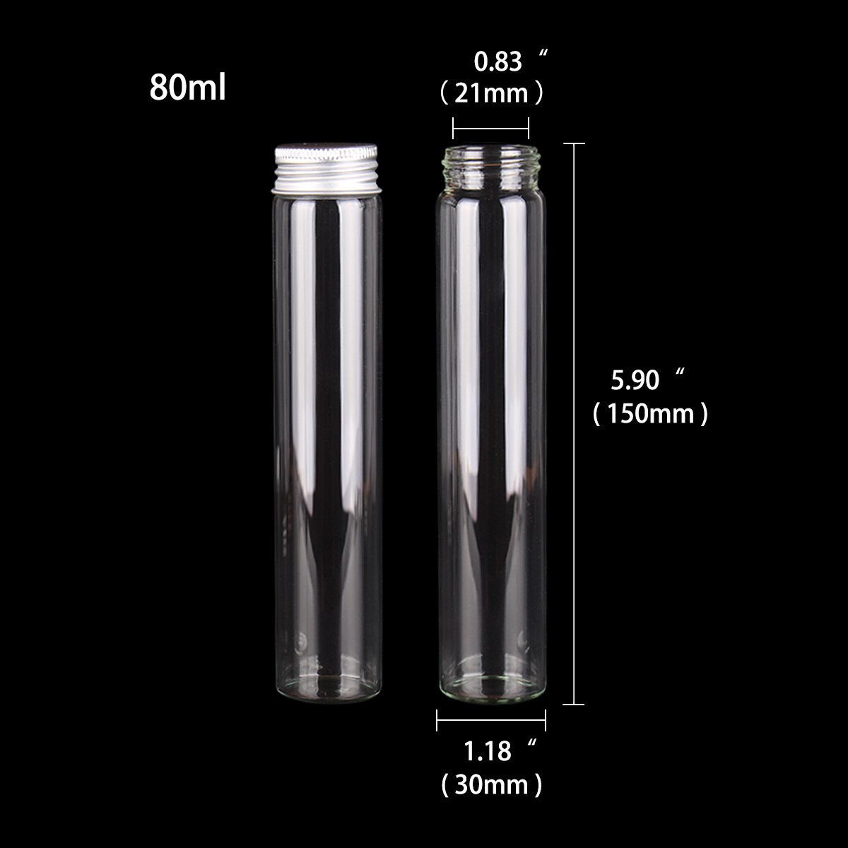 12 Uds 10ml 15ml 20ml 25ml 30ml 40ml 50ml 60ml 80ml 100ml botellas de vidrio con tapas de aluminio botella de especias de vidrio vacía para manualidades: Naranja