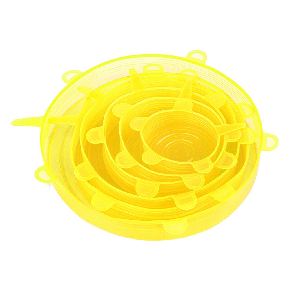 Food Silicone Cover Cap Universal Silicone Lids For Cookware Bowl Reusable Stretch Lids Food Wrap Bowl Kitchen Stoppers: Yellow