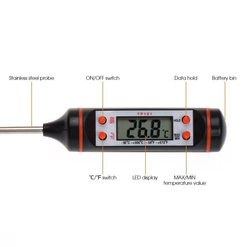 1pc kjøkkentermometer baking deig vanntemperatur melk varm olje temperatur bord stekt kommersielle sonde matlagingsverktøy