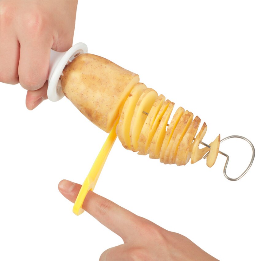 Manual Potato Spiral Cutter Slicer Reusable Potato Twist Shredder Stainless Steel Chips Fruits Vegetable Spiral Twist Knife