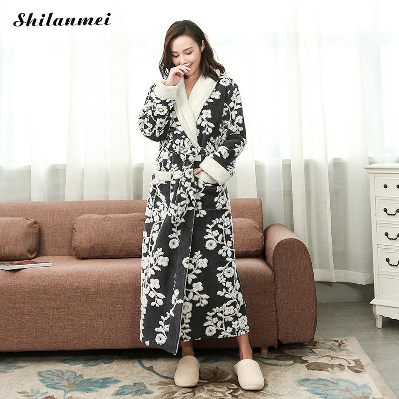 Long Robe Winter Pattern Winter Floral Flannel Robe His-And-Hers Long Robe ... – Grandado