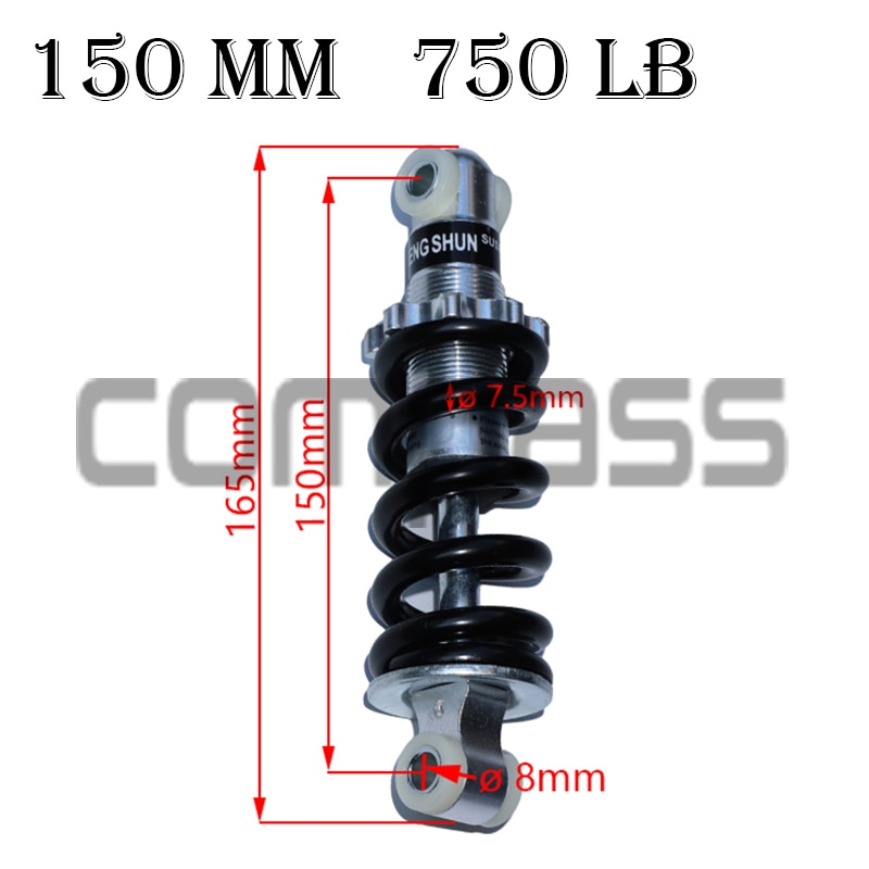 125mm150mm750LB for electric motorcycle shock absorber suspension ATV scooter dirt pit electric bike