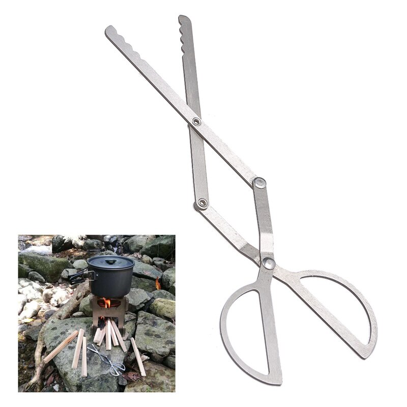 Lixada-Pinzas plegables para estufa de leña, grabador de troncos, pinza de barbacoa para Picnic, herramienta para exteriores, senderismo, viaje, Picnic, equipo de Camping