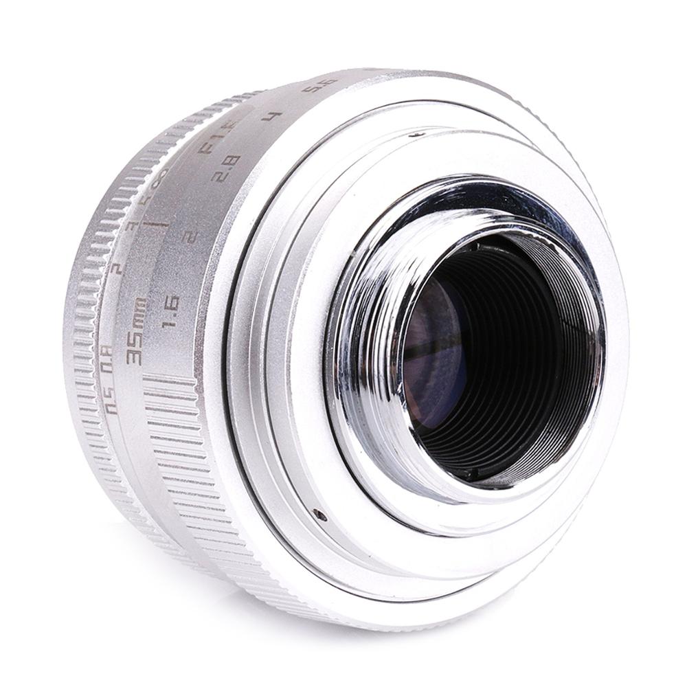 Silver Mini 35mm f/1.6 APS-C CCTV Lens+adapter ring+2 Macro Ring+lens hood for Canon EF-M EOSM Mirroless Camera M1/M3/M5