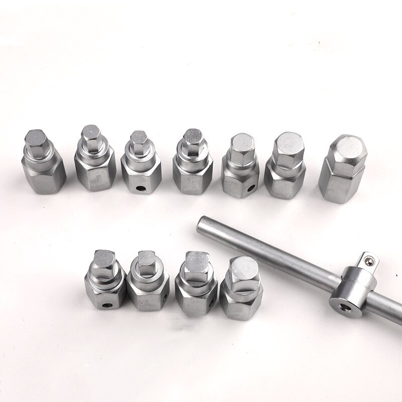 Conjunto de escorredor de óleo quadrilateral e hex, 12 peças, conjunto para substituição, dreno de óleo, plug, ferramenta de reparo de carros, ferramentas automotivas