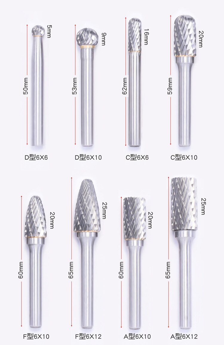 8 Stks/set 6Mm-12Mm Tungsten Carbide Burr Bit Cnc Graveren 1/4 "Rotary Cutter Bestanden 8 Stks/set 6Mm-12Mm Tungsten Carbid: Default Title
