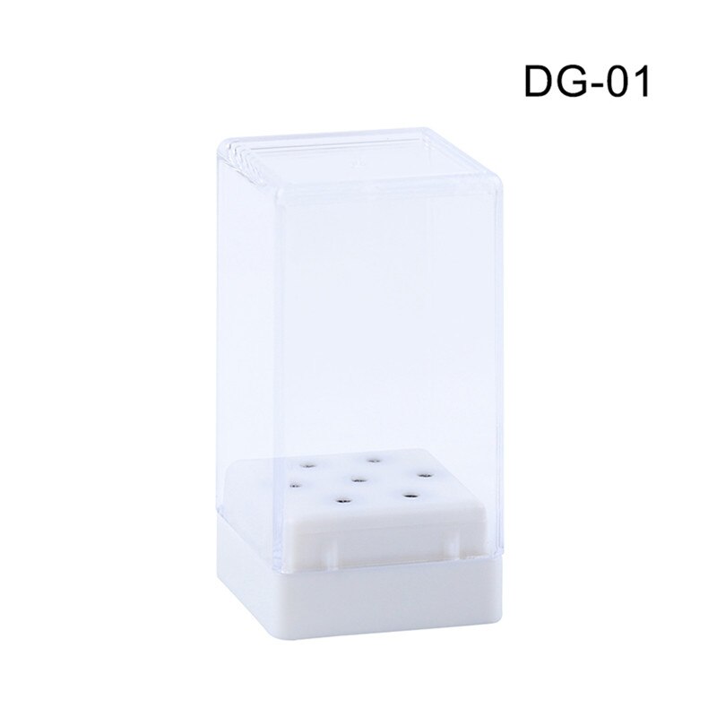 Clear Plastic Nail Drill Bits Storage Box Stand Display 7/10 Holes Organizer Case Container Manicure Tool Accessory: White 7 Holes