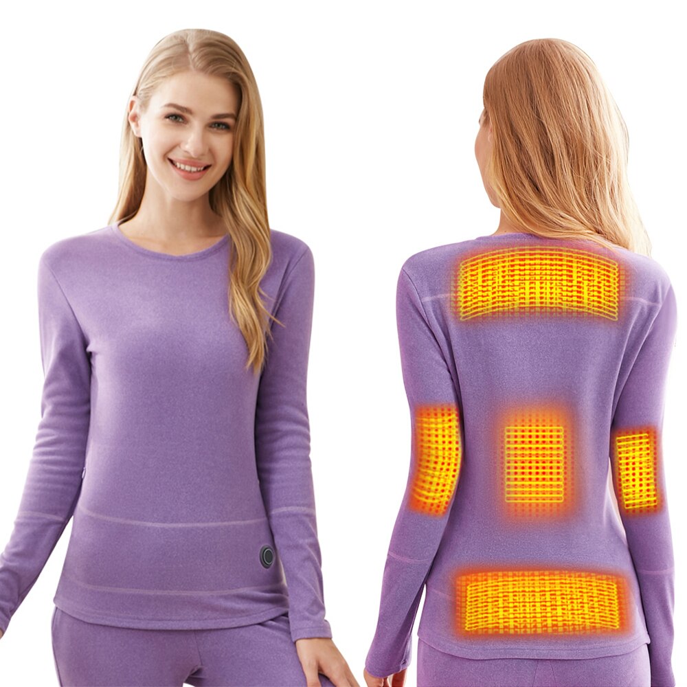 Winter Heated Underwear USB Battery Powered Fleece Thermal Heating Motorcycle Jacket Moto Long Johns Pants Electric Suit Men