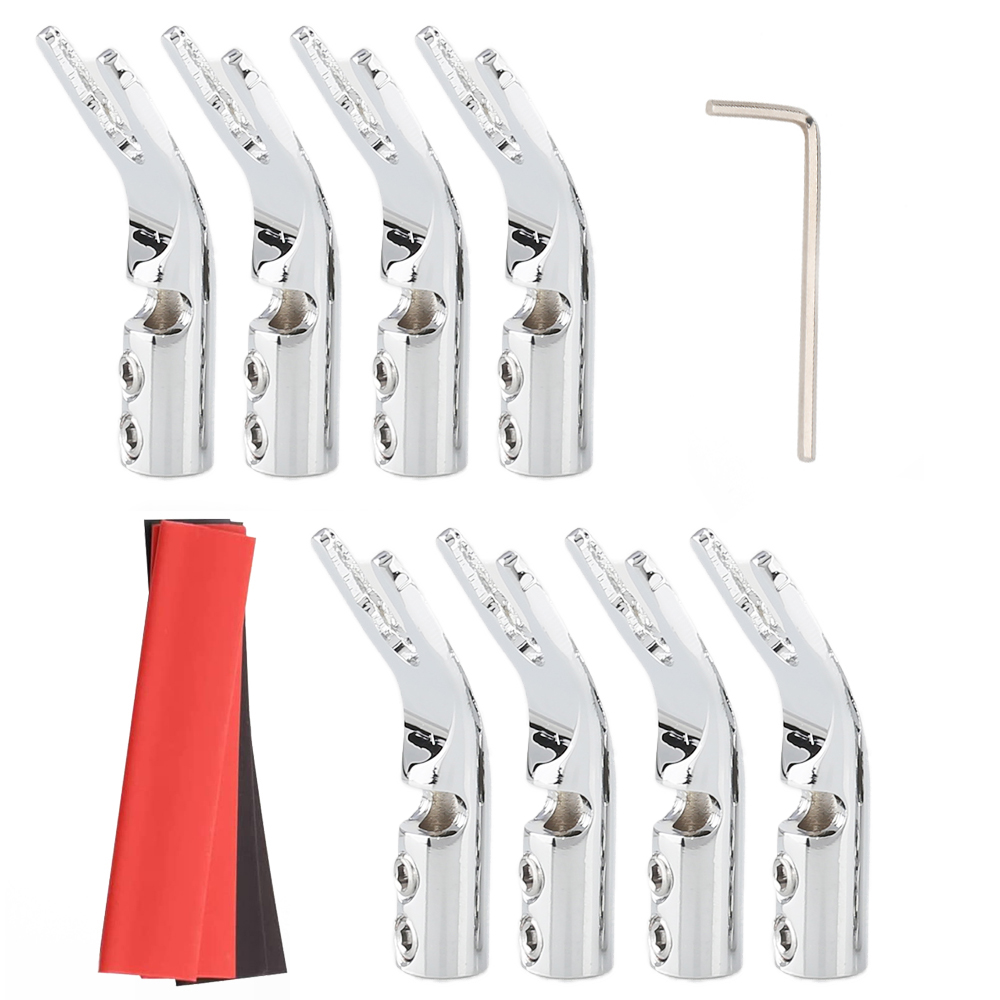 8Pcs Hifi Audio Vergulde Y Spade Connector Plug Zuiver Koper/Zilver/Rhodium Plated Vork Kabel Connectors plug Luidsprekerkabel: Rhodium plated