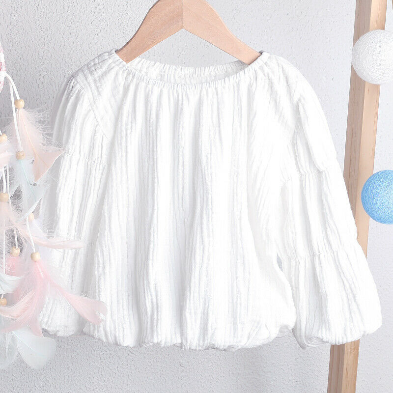 Usa newborn baby girls lanternärm toppar skjortor blus varma kläder med rund hals
