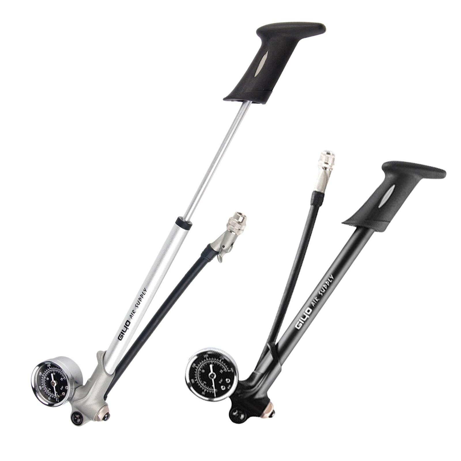 High Pressure Shock Pump, No Air Loss Nozzle [300PSI] MTB Bike Shock Pump for Fork &amp; Rear with Gauge &amp; Schrader Valves Adapter