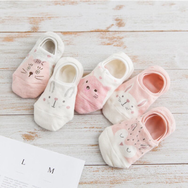 5 pares/lote dos desenhos animados unicórnio gato raposa meias bonito animal feminino meias verão engraçado curto tornozelo meias senhoras algodão meia dropship: G