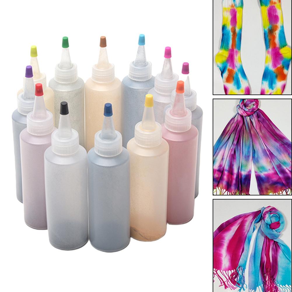 12pcs Tie Dye Kit Fabric DIY Textile Paints One Step Accessories Permanent Craft Clothing Graffiti Jacquard Non Toxic Colorful