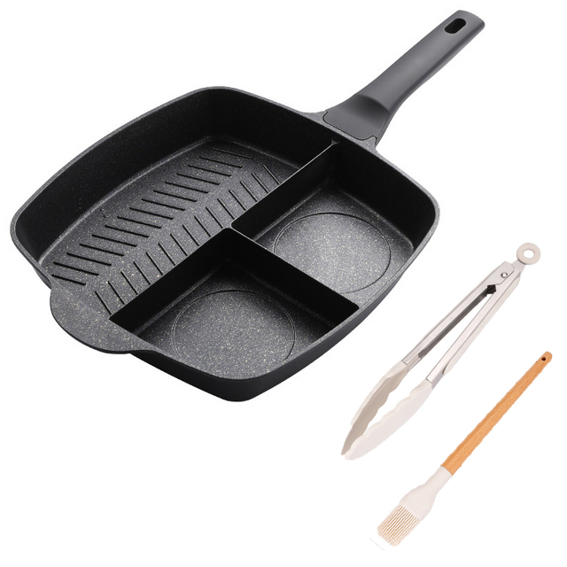 Sartén antiadherente 3 en 1 para hacer crepes, olla wok de cocina coreana, utensilios de cocina para desayuno, sartén para huevos: D