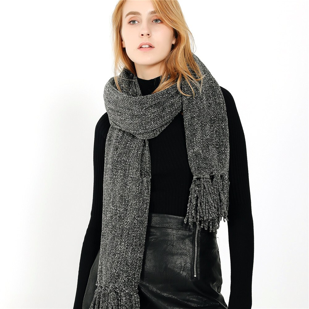 Écharpe Chenille solide et élégante | Écharpe pour femmes de , châles et enveloppes de couverture doux et confortables à la avec glands, hiver