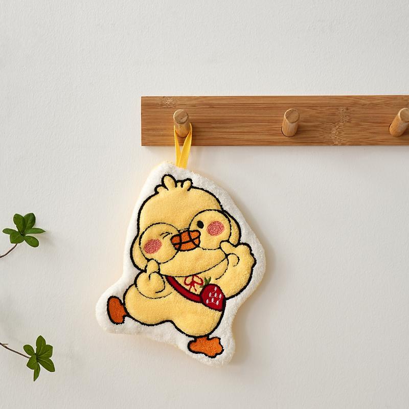 Handdoeken Leuke eend hangende handdoek Keuken Badkamer Gans Badbal Zachte absorberende microvezeldoek Cartoon kinderhanddoeken: GRIJS