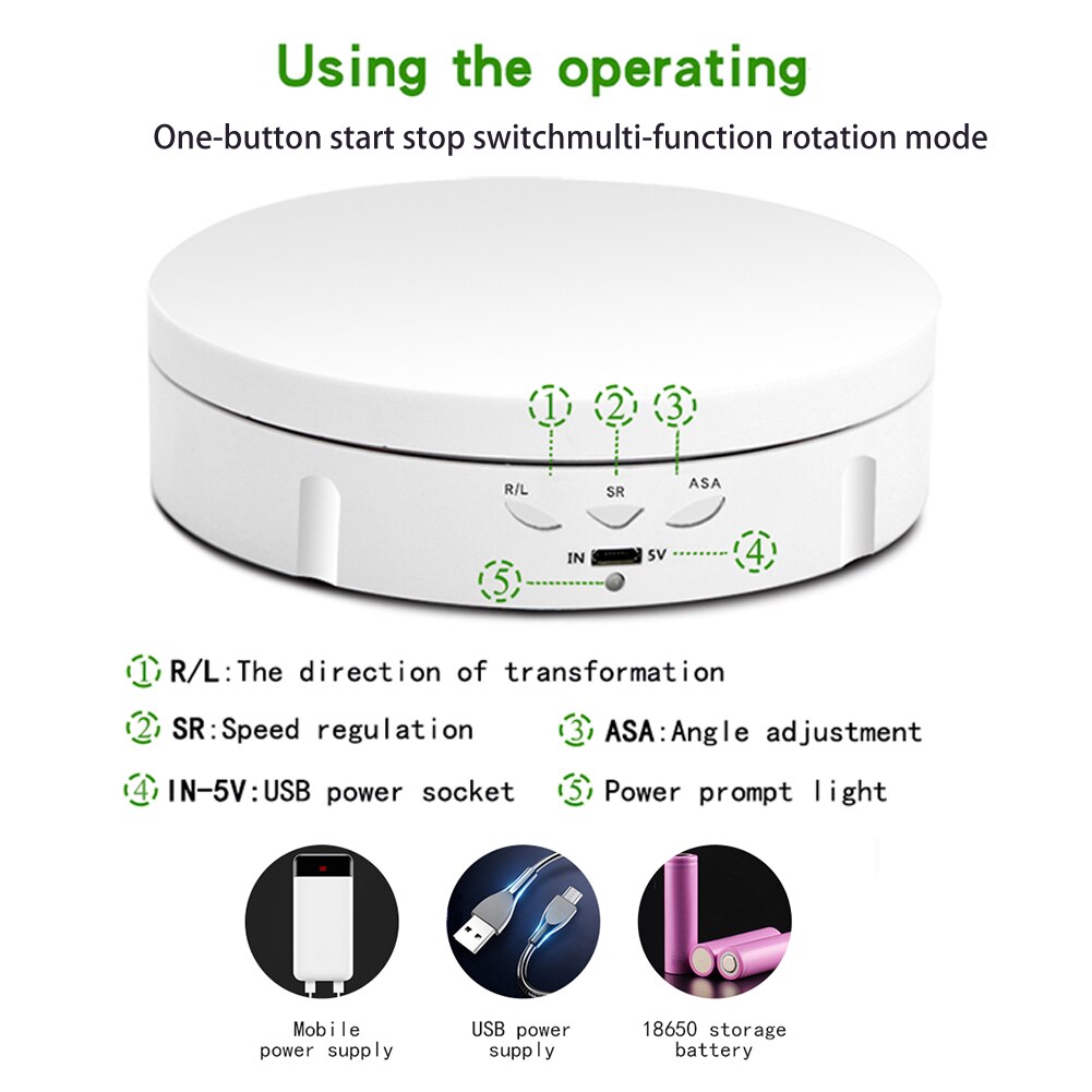 Rotating Display Stand 5.75inch USB Rechargeable 3D Models Props For Photography 3 Speeds Adjustable Electric Jewelry Holder