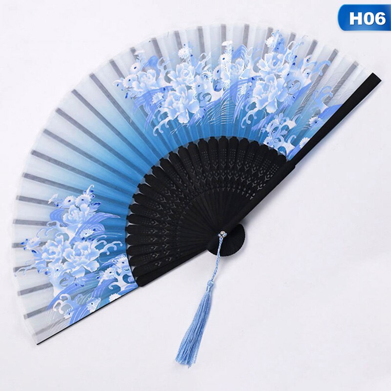 Vintage Chinese Stijl Dance Wedding Party Lace Silk Folding Handheld Bloem Fan Party Prestaties Handheld Rekwisieten: H06