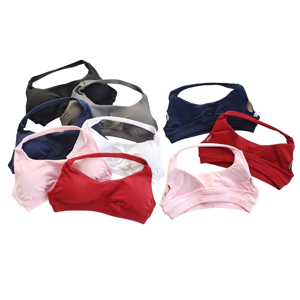 Reggiseno da yoga con cinturino imbottito senza schienale, tinta unita color caramello, fitness da donna, reggiseno da ciclismo, supporto per palestra, comodo reggiseno dinamico