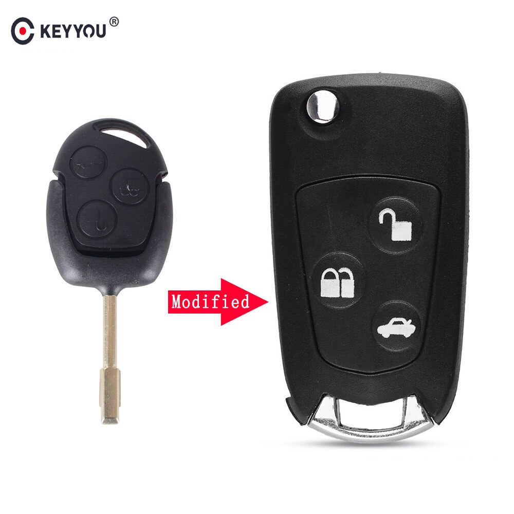 Keyyou 3 Knoppen Key Case Gewijzigd Flip Vouwen Afstandsbediening Sleutel Flip Fob Shell Voor Ford Focus Mondeo Fiesta Ka: Model 4