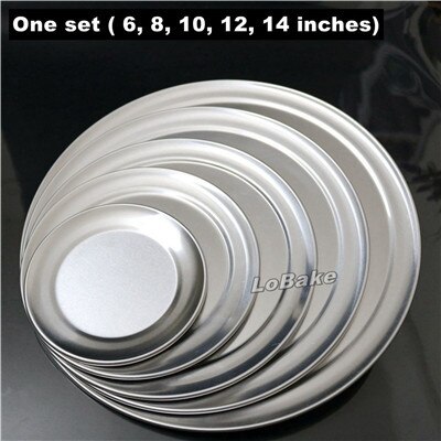 arrivals 6, 8, 10, 12, 14 inches shallow pizza pan anodic aluminium alloy cake bakery holding tray for DIY kitchen bakeware: one set