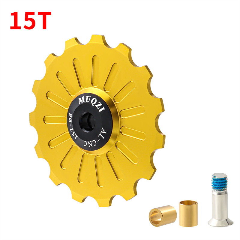 MUQZI 11/12/13/14/15/16/17T Rear Derailleur Jockey Wheel Ceramic Pulley MTB Pulleys Road Bike Ceramics Bearing Guide Wheel: 15T Glod
