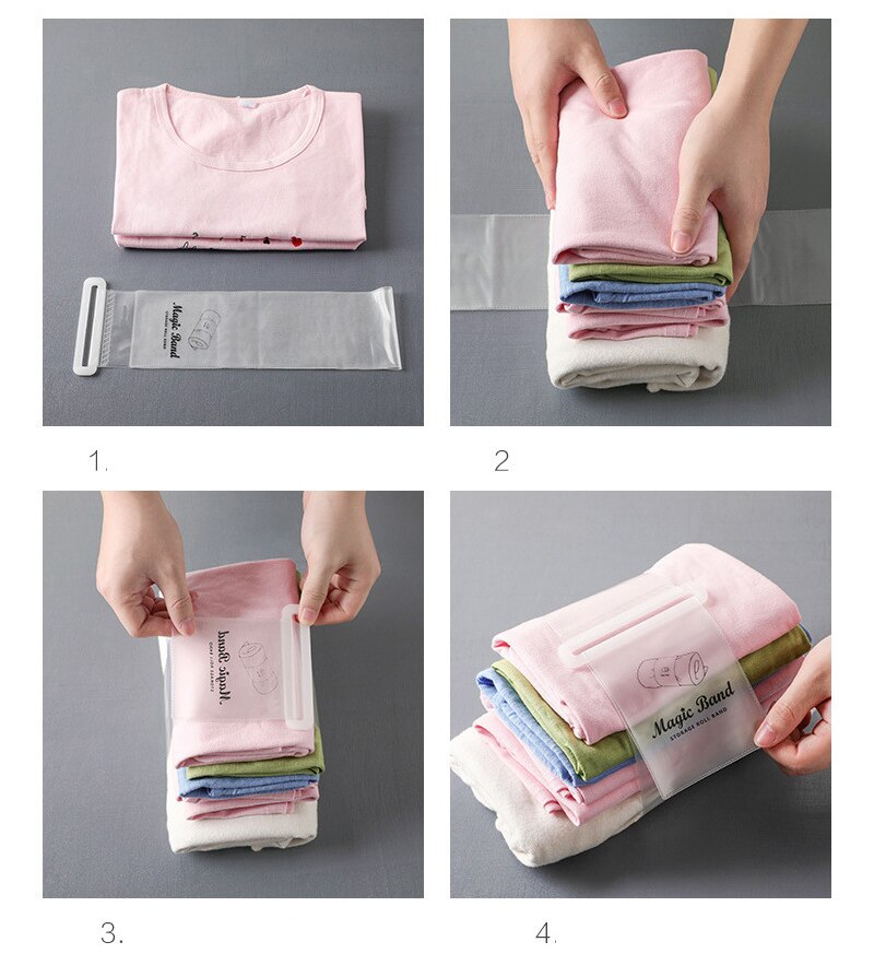 1PC Self Adhesive Clothes Storage Roll T Shirts Pants Storage Artifact Home Aormitory Travel Lazy People's Clothes Folding Board