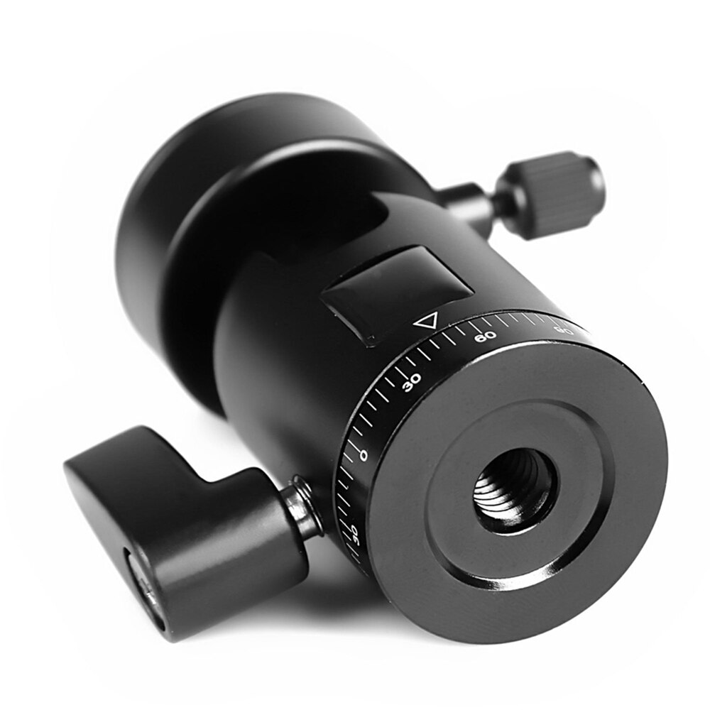 Minifocus-tripé rotativo resistente de 360 graus, cabeça esférica de alumínio com rotação 1/4 ", placa de liberação rápida para monopádios