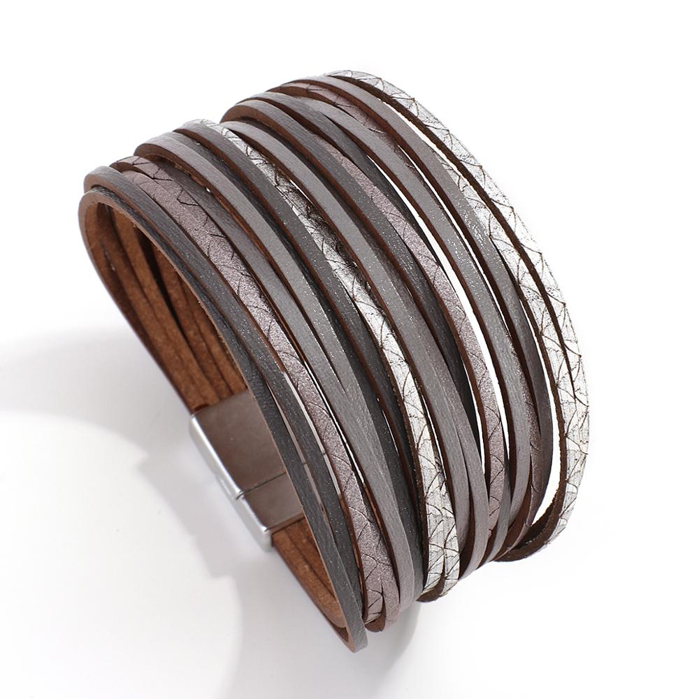 Multilayer Leather Bracelets For Women Unique Gradient Multicolor Charm Bracelet Bangle Party Jewelry