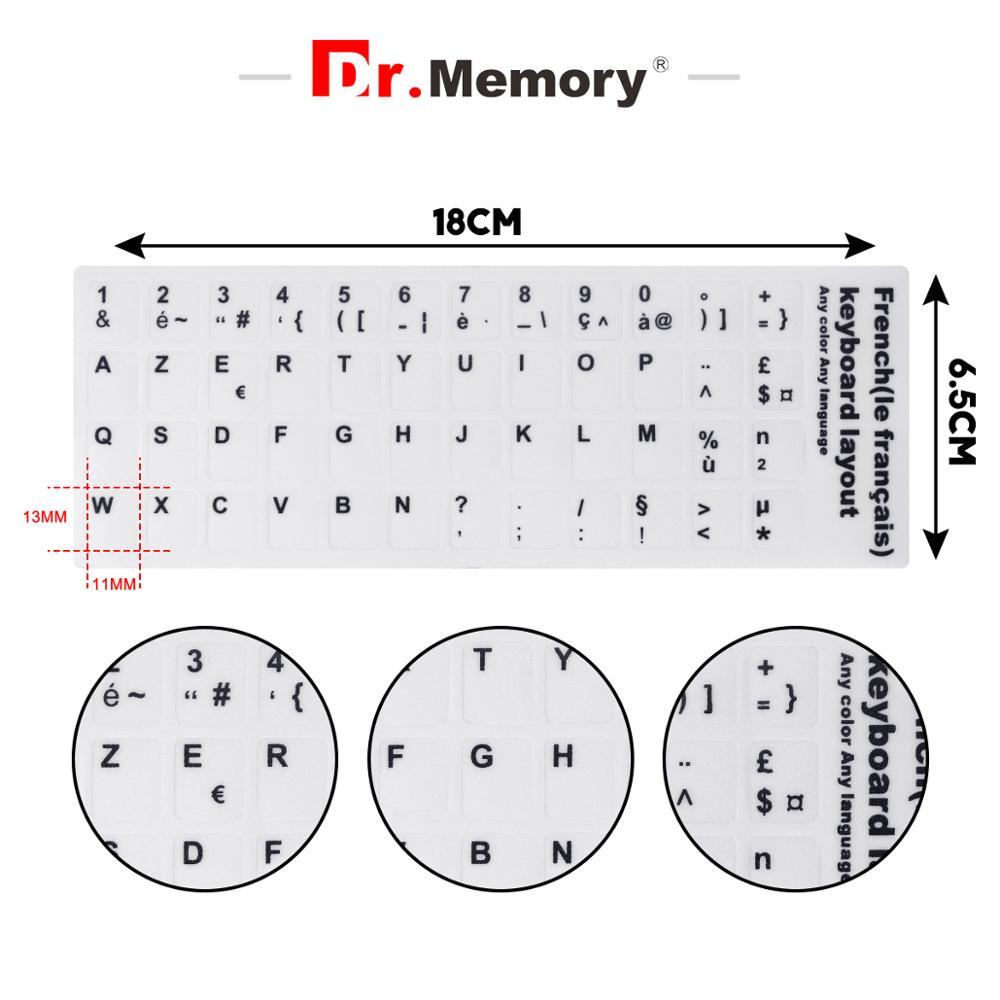 Pegatinas para teclado francés, antideslizantes, de letras, Bloc de notas, para portátil, reemplazo de teclado francés: White