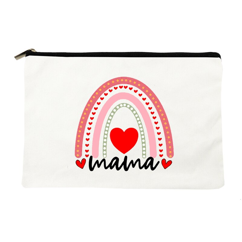 Rainbow Mama Print kosmetyczka kosmetyczka podróżna kobiety Organizer do przyborów toaletowych Tote kobieta przechowywanie makijaż torby torebka prezent dla mamy: W10115-TBWH-D