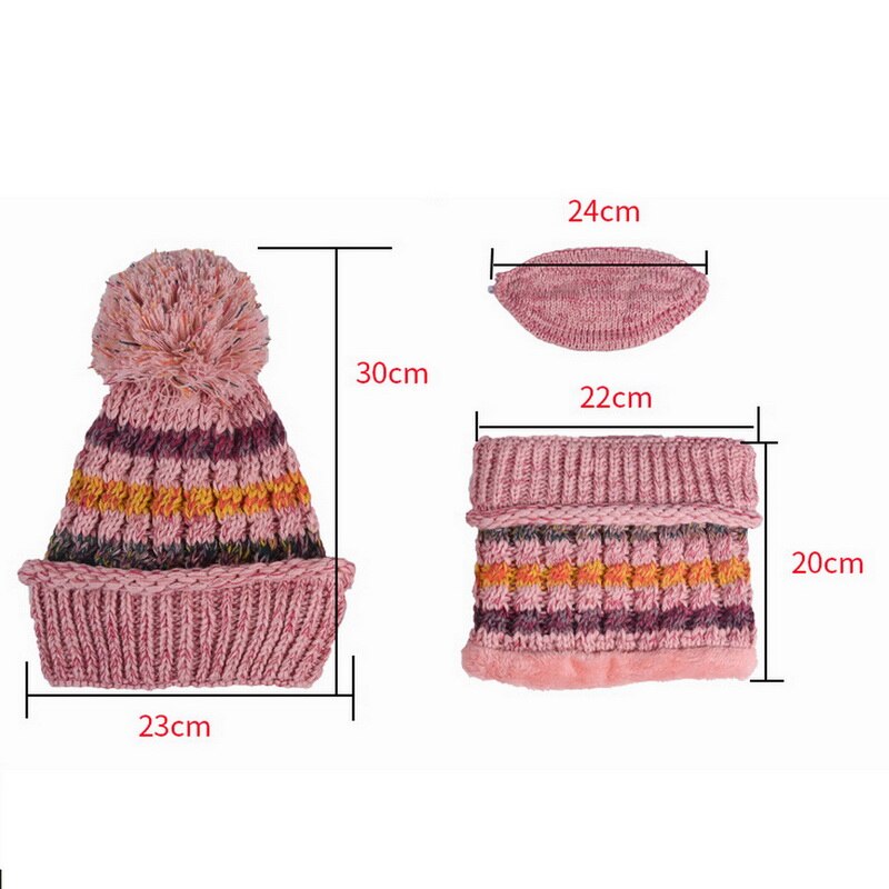Conjunto de gorro de invierno, bufanda gruesa y cálida para mujer, accesorios de invierno, gorro interior de lana tejido, conjunto de bufanda, 3 uds, sombreros de invierno para montar al aire libre