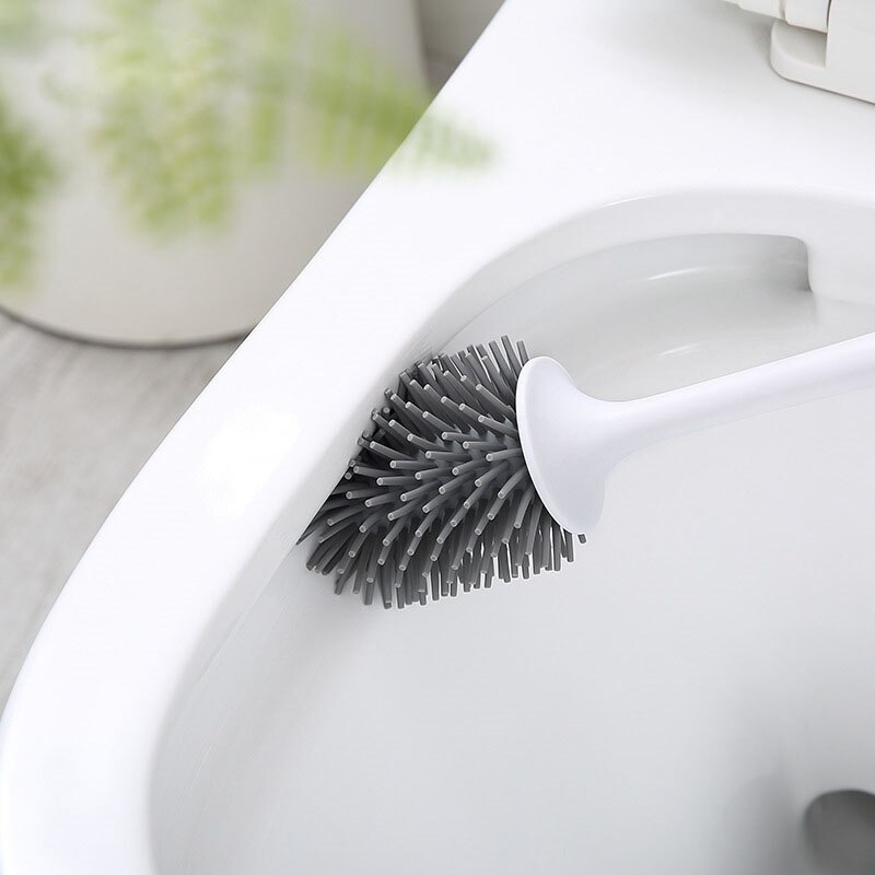 Juguetes de silicona cepillo de baño de desagüe rápido utensilios cepillo de limpieza baño soporte cepillo montado en la pared de baño gris negro