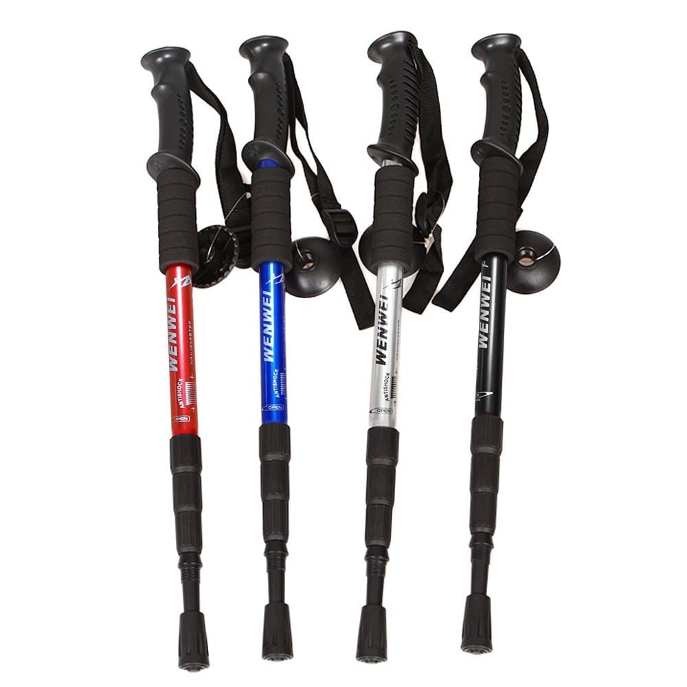 Trekking al aire libre escalada Anti Shock senderismo Trekking rastro polos palo ajustable bastones 4-Las secciones de senderismo accesorios # g4