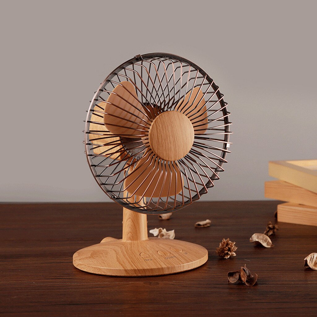 Wood Grain Fan Retro Desktop Desktop Shaking Head Fan Low Noise Smart Home Portable Desk Mini Fan Summer Cool