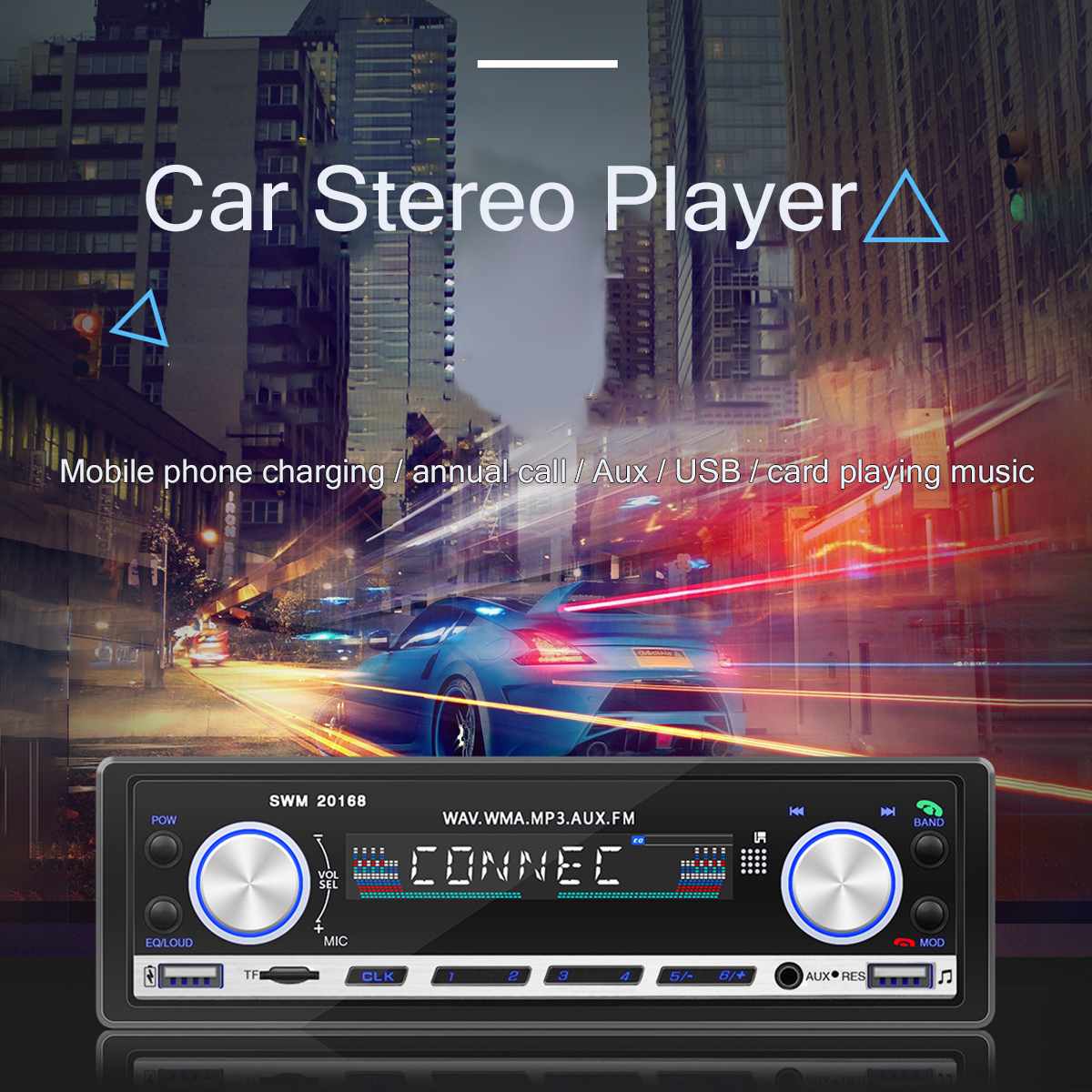 12V 1Din Car Radio Stereo Auto Autora MP3 Player bluetooth With Remote Control AUX USB SD FM U Disk 12V Support Reverse Image